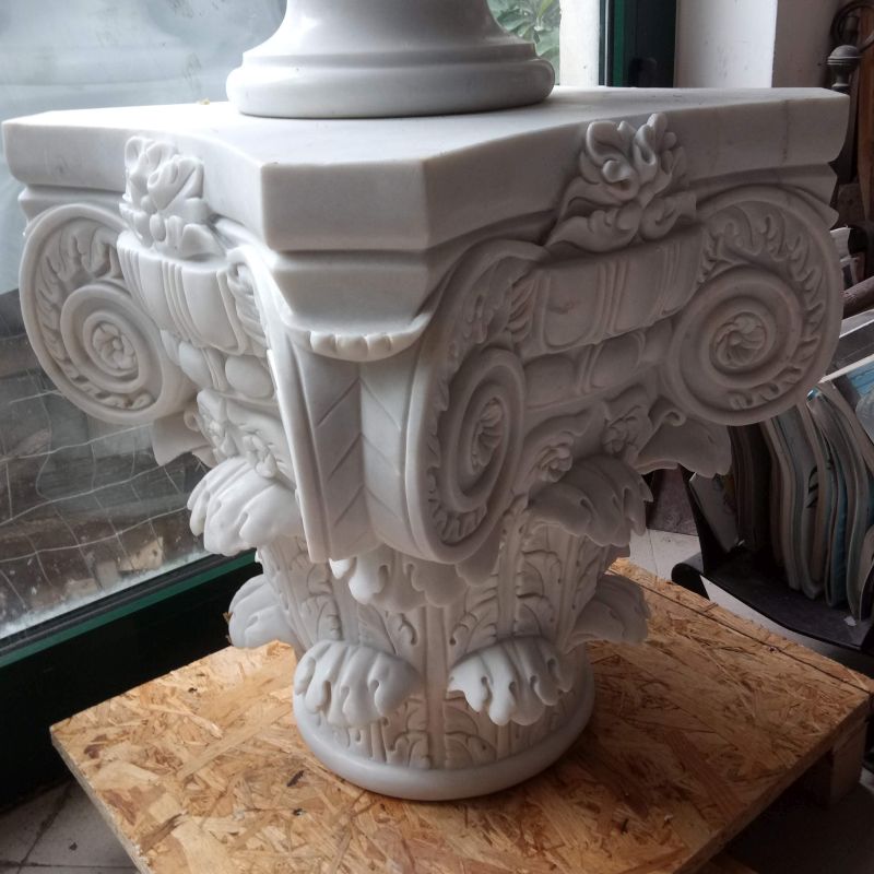 COLONNA CAPITELLO IN MARMO BIANCO CM. 50 (Base Tavolo Salott